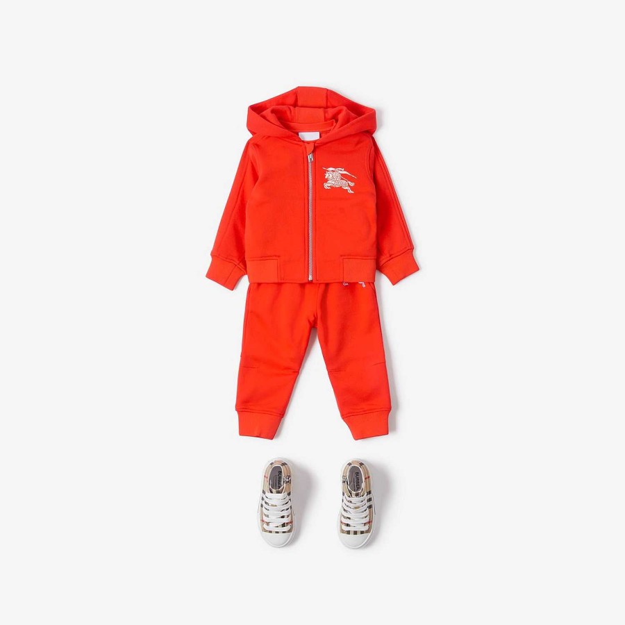 Barn Burberry Kjolar & Byxor | Ekd Joggingbyxor i bomull Scarlet orange