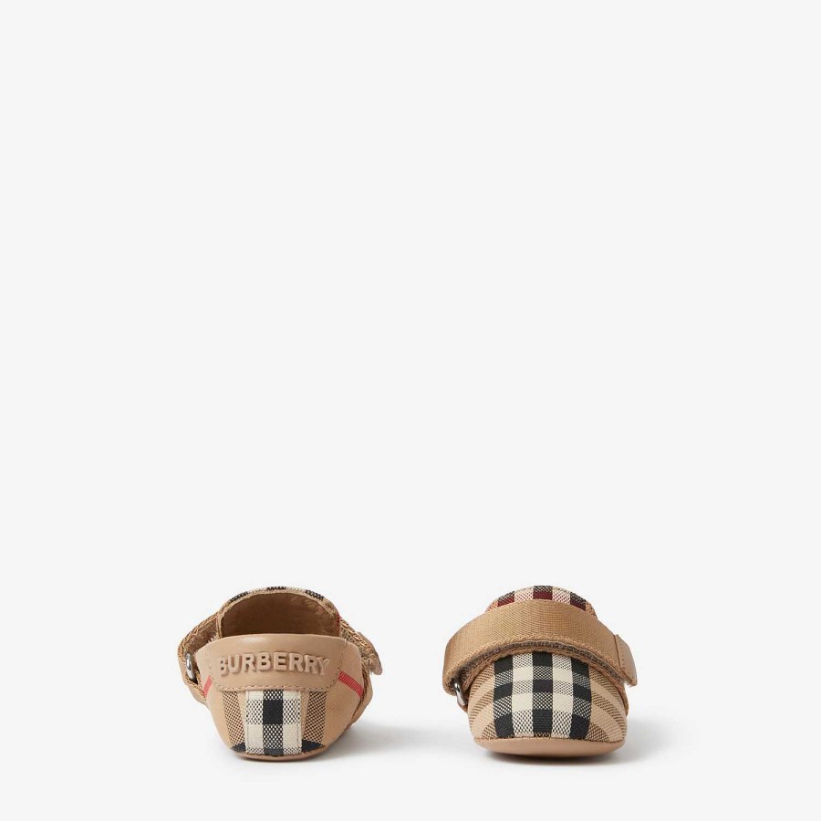 Barn Burberry Skor|Babypresenter | Kolla Cotton Blend Booties Arkiv Beige