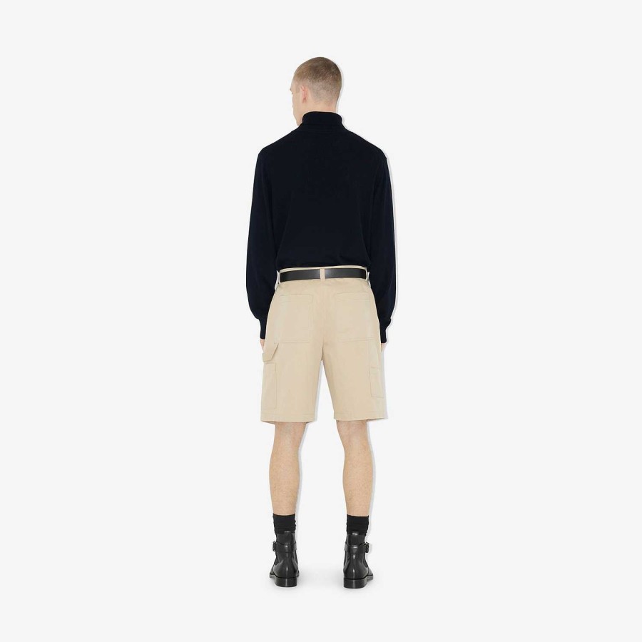 Män Burberry Byxor & Shorts | Broderade Ekd Cotton Cargo Shorts Kamel