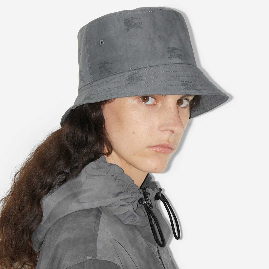 Män|Kvinnor Burberry Mössor & handskar | Ekd Technical Cotton Bucket Hat Svart