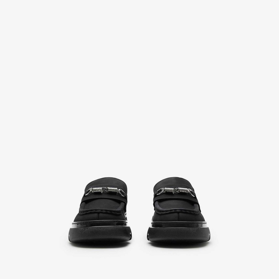 Män Burberry Loafers & Snörbyxor | Nubuck Creeper Clamp Loafers Svart