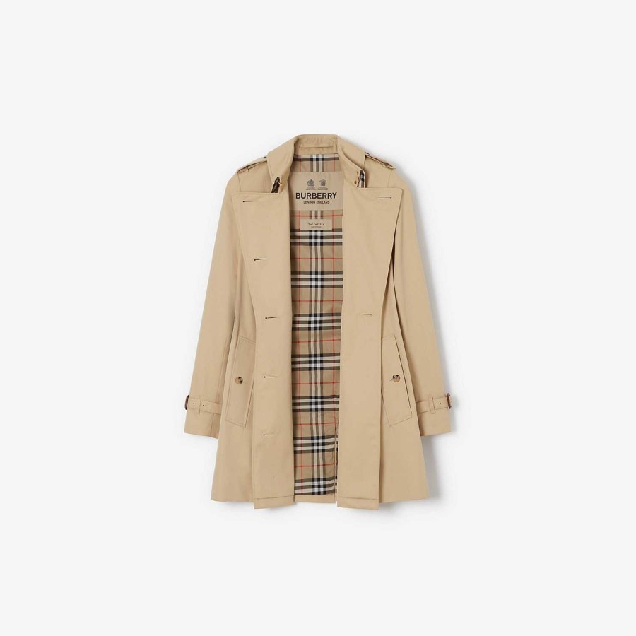 Kvinnor Burberry Kappor & jackor|Trenchcoats | Kort Chelsea Heritage Trench Coat Honung