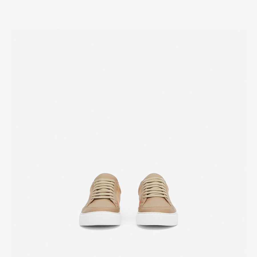 Kvinnor Burberry Sneakers | House Check Sneakers i bomull och läder Solbränna