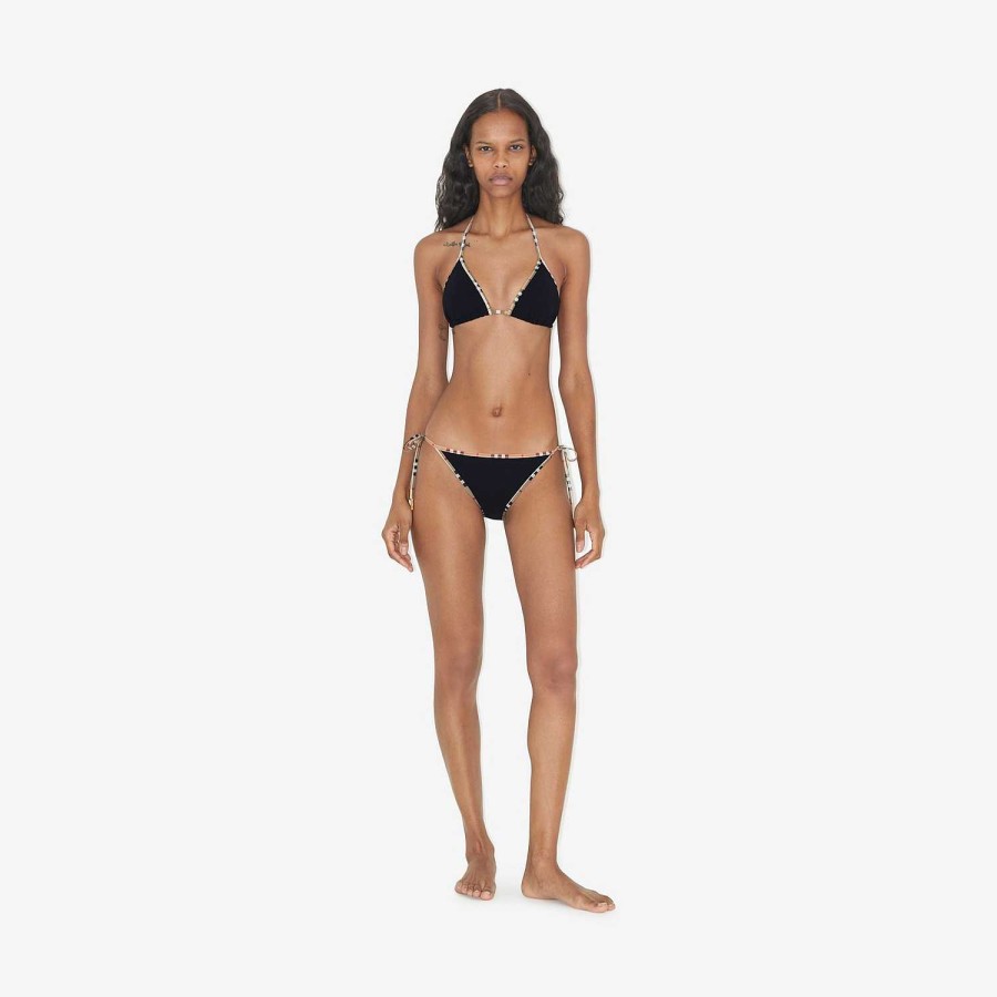 Kvinnor Burberry Badkläder | Kolla Trim Triangle Bikini Svart