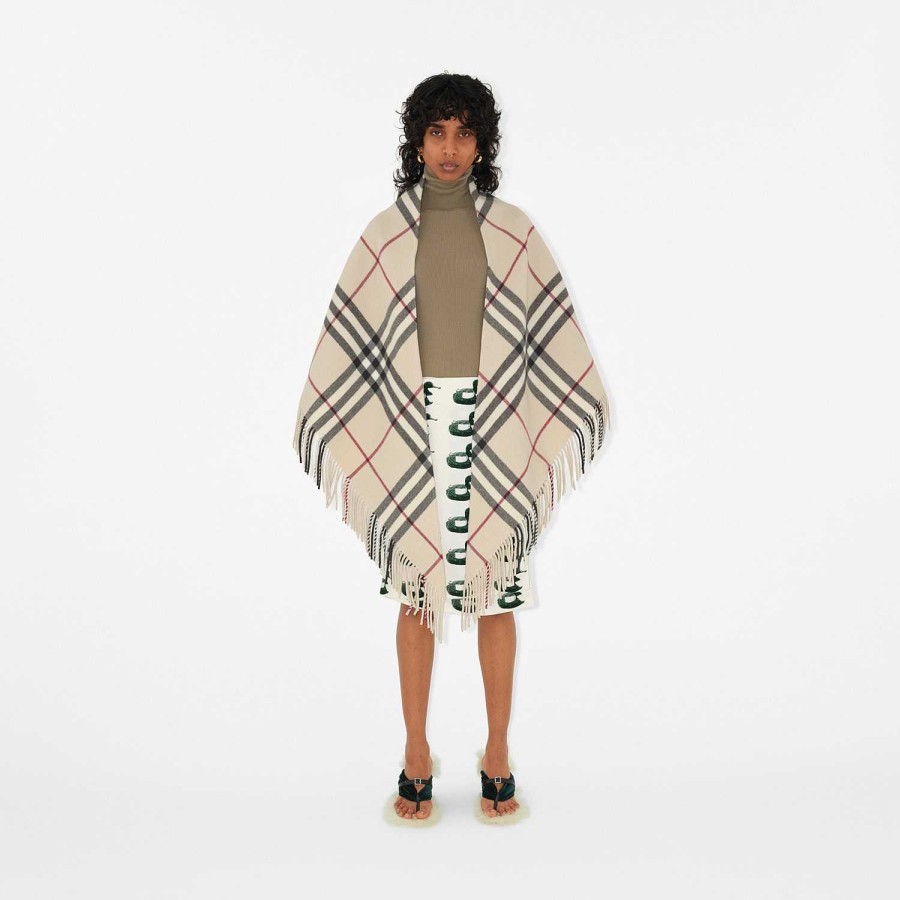 Kvinnor Burberry Kapor|Kaffor och jackor | Kolla Wool Cape Sten