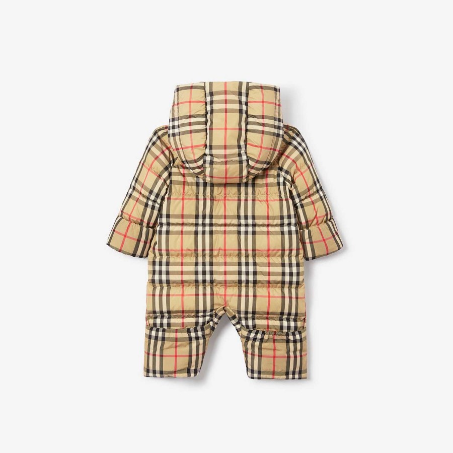 Barn Burberry Babypresenter|Kaffor och jackor | Kontrollera Puffer Suit Arkiv Beige