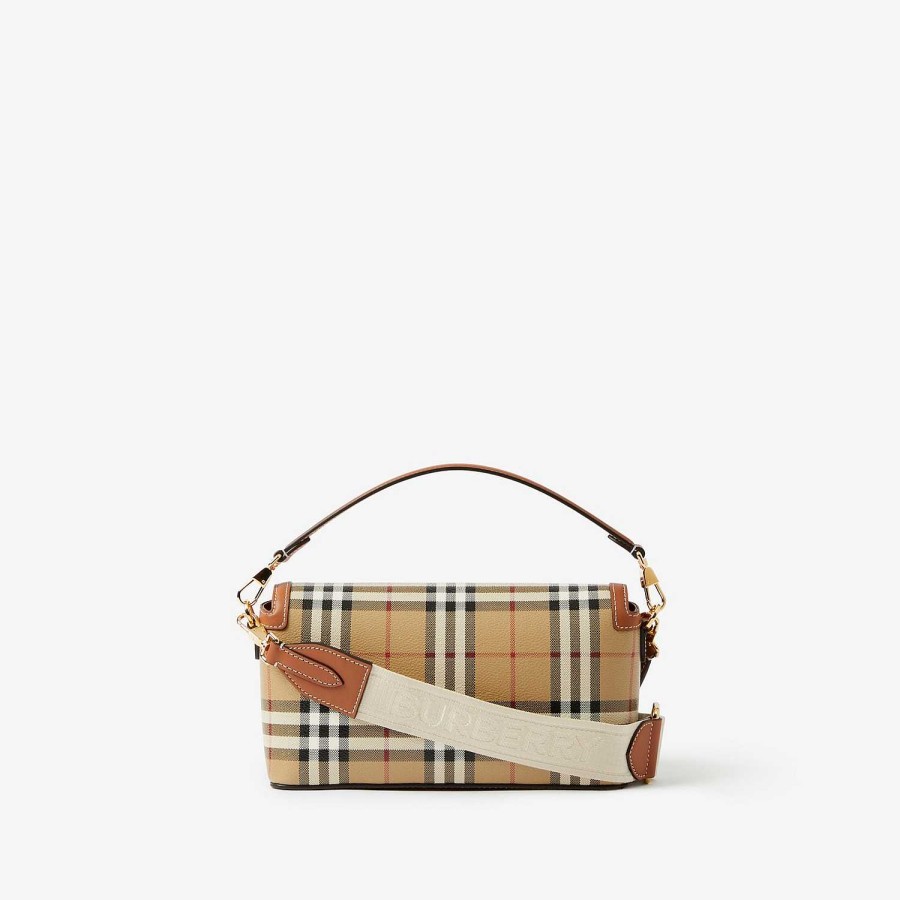 Kvinnor Burberry Check|Skulder|Crossbody | Anteckningsväska med övre handtag Briar Brown