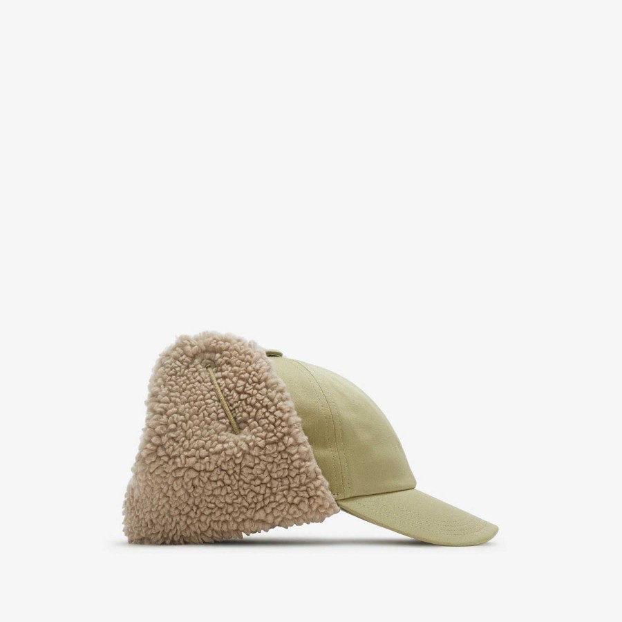 Män|Kvinnor Burberry Mössor & handskar | Fleece Trim Trapper Cap Jägare