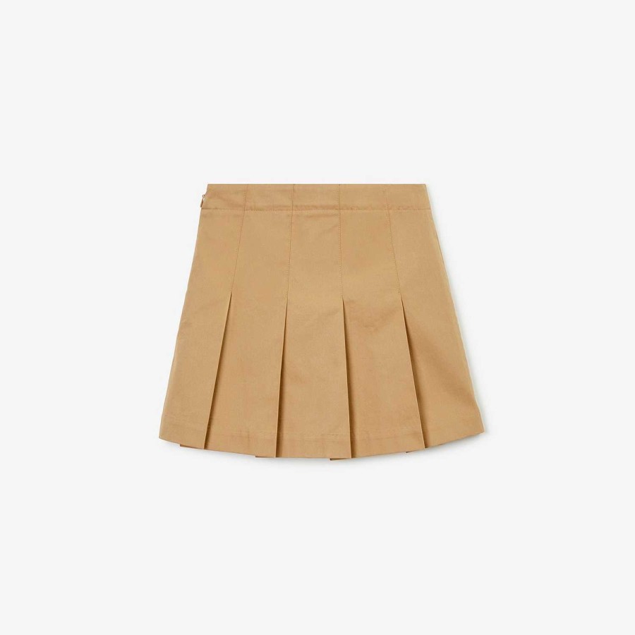 Barn Burberry Kjolar & byxor|Badkläder | Ekd Motiv Cotton Twill Plisserad kjol Arkiv Beige