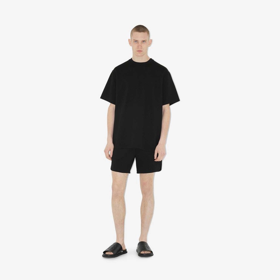 Män Burberry Polos & T-shirts | Ekd Technical Cotton Pique T-Shirt Svart