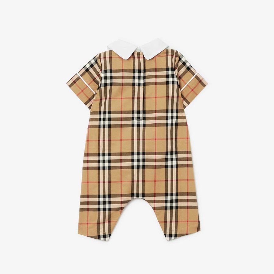 Barn Burberry Växer & presentset|Babypresenter | Playsuit i stretchig bomull Arkiv Beige