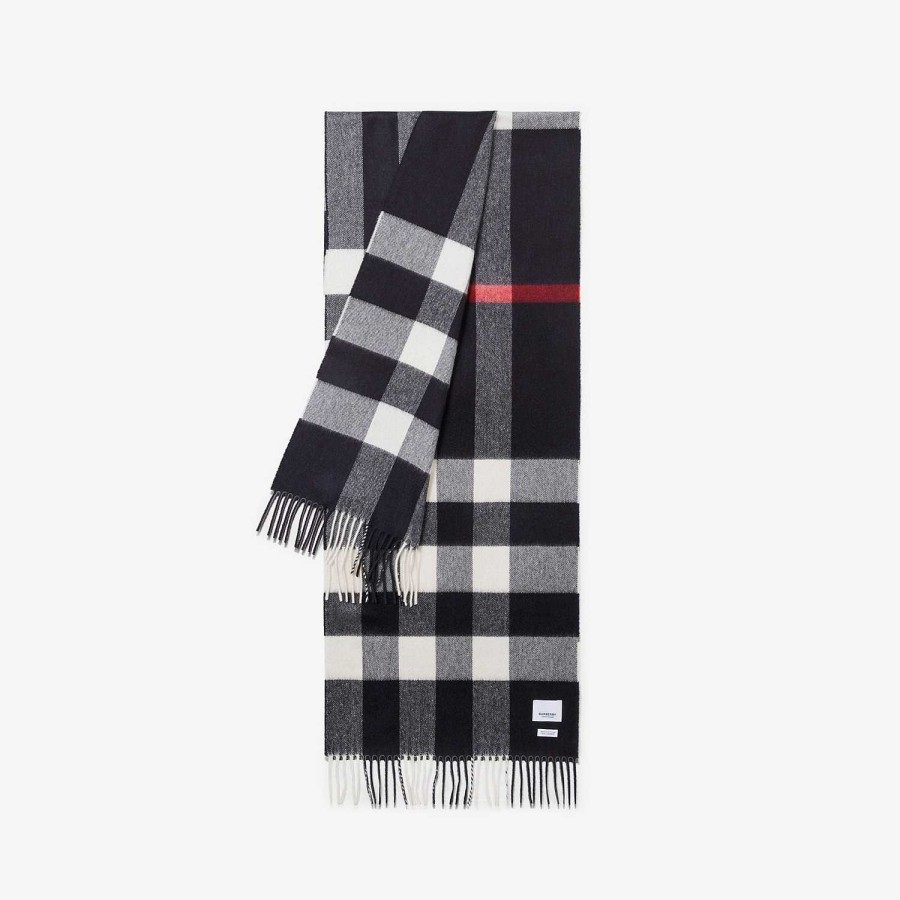 Män|Kvinnor Burberry Personliga presenter | Check Cashmere Scarf Marin