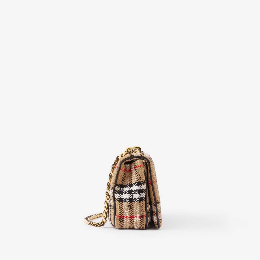 Kvinnor Burberry Check|Crossbody | Liten Lola-väska Arkiv Beige