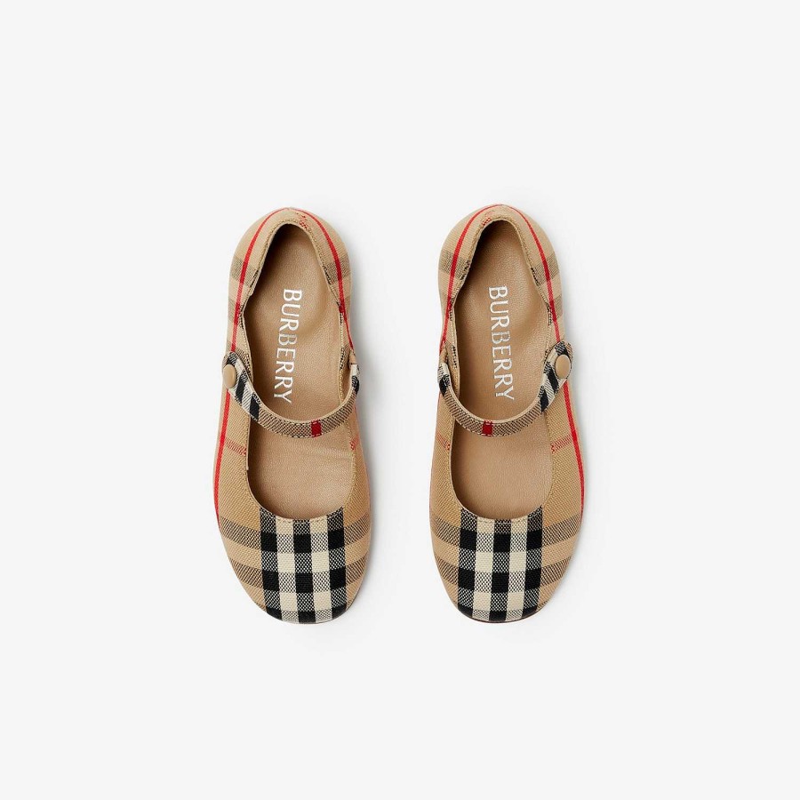 Barn Burberry Skor|Babypresenter | Kolla Mary Jane Flats Arkiv Beige