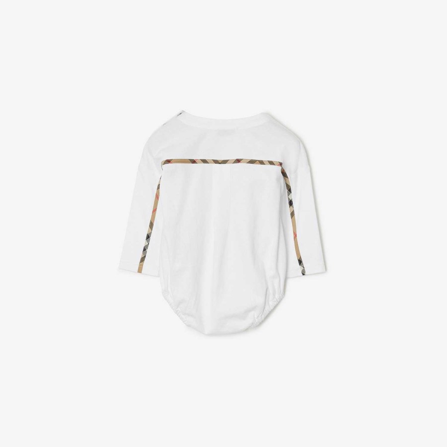 Barn Burberry Babypresenter|Växer och presentset | Check Trim Cotton Bodysuit Vit