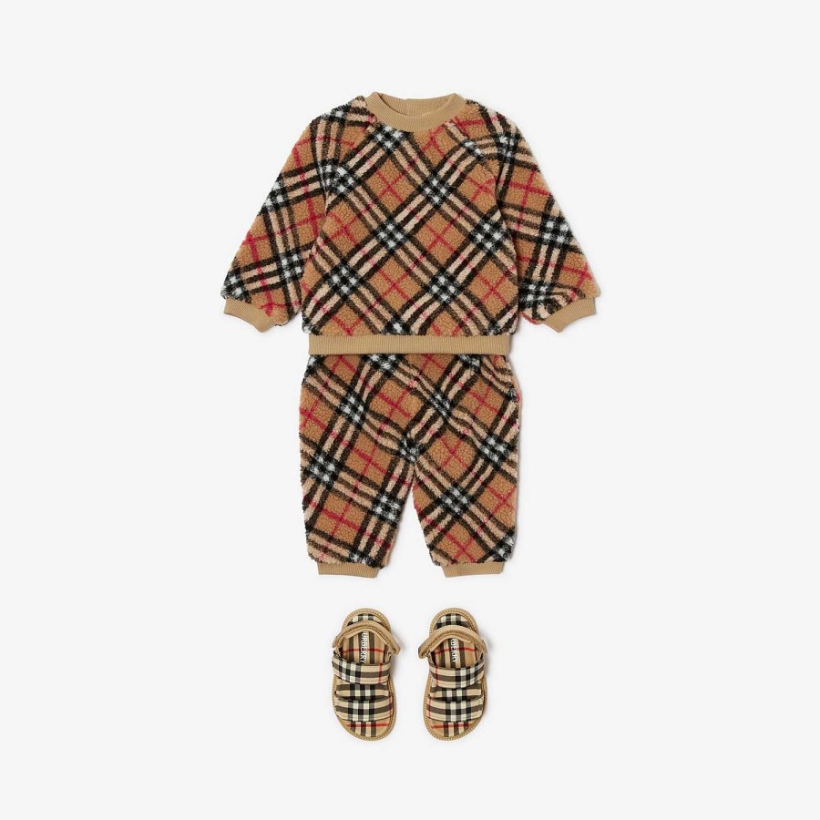 Barn Burberry Babypresenter|Kjolar och byxor | Kolla fleece joggingbyxor Arkiv Beige