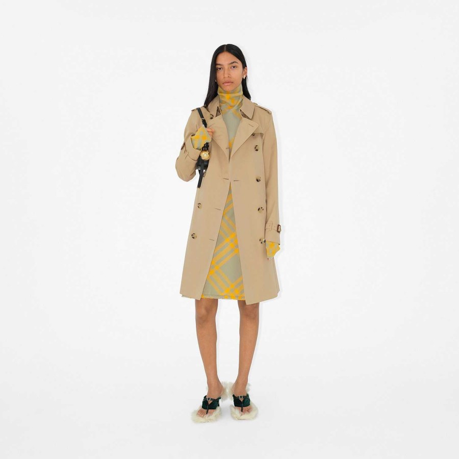 Kvinnor Burberry Kappor & jackor|Trenchcoats | Mellanlång Kensington Heritage Trench Coat Honung