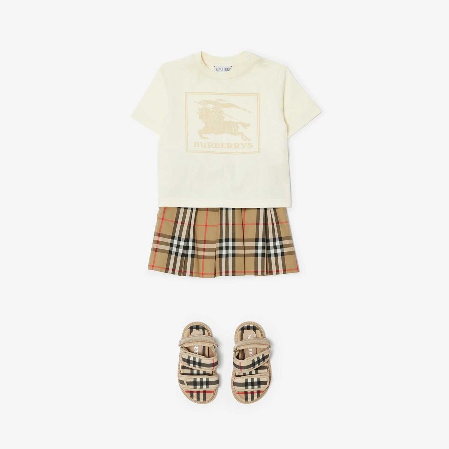 Barn Burberry Babypresenter|Kjolar och byxor | Rutig bomullsveckkjol Arkiv Beige