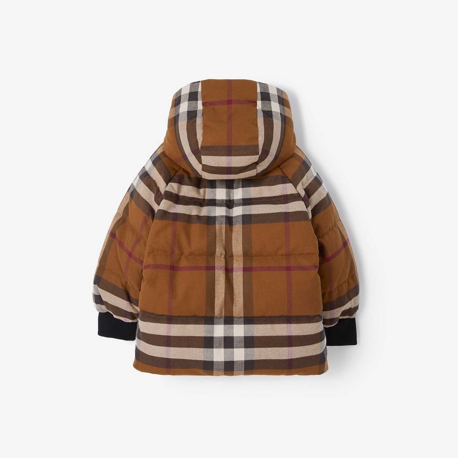 Barn Burberry Badkläder|Kaffor & Jackor | Vändbar rutig pufferjacka Björk Brun