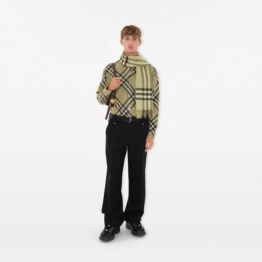 Män Burberry Skjortor|Kaffor & Jackor | Check Wool Blend Overshirt Jägare