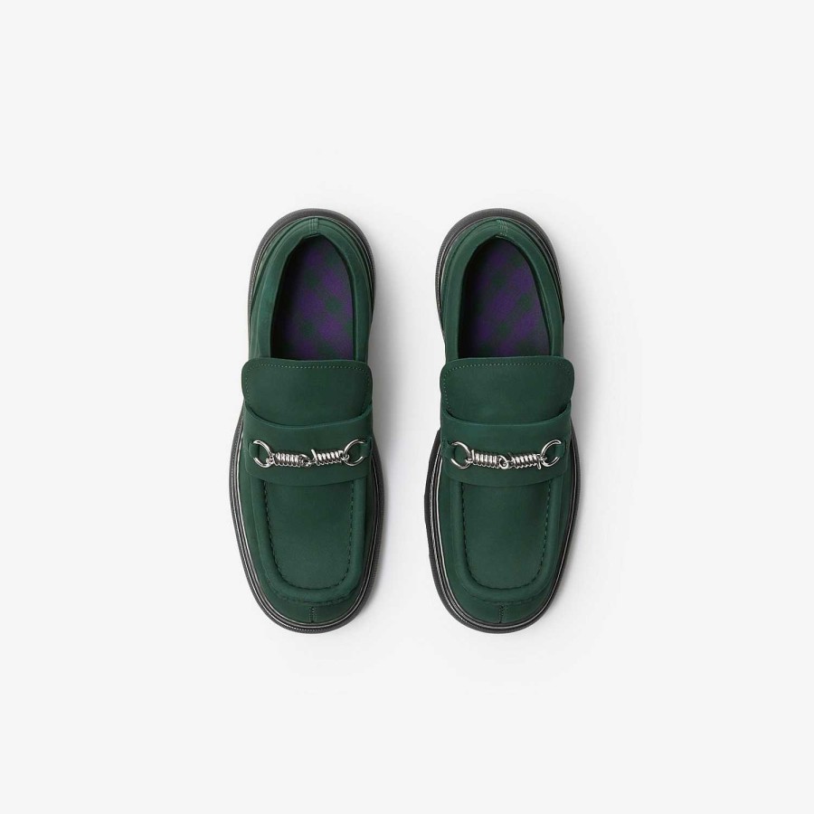 Kvinnor Burberry Loafers & Ballerinas | Nubuck Creeper Clamp Loafers Vin