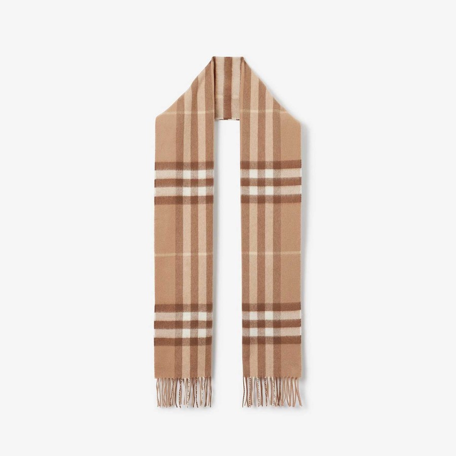 Män|Kvinnor Burberry Personliga presenter | Check Cashmere Scarf Mid Camel