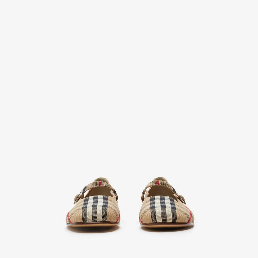 Barn Burberry Skor | Kolla Mary Jane Flats Arkiv Beige