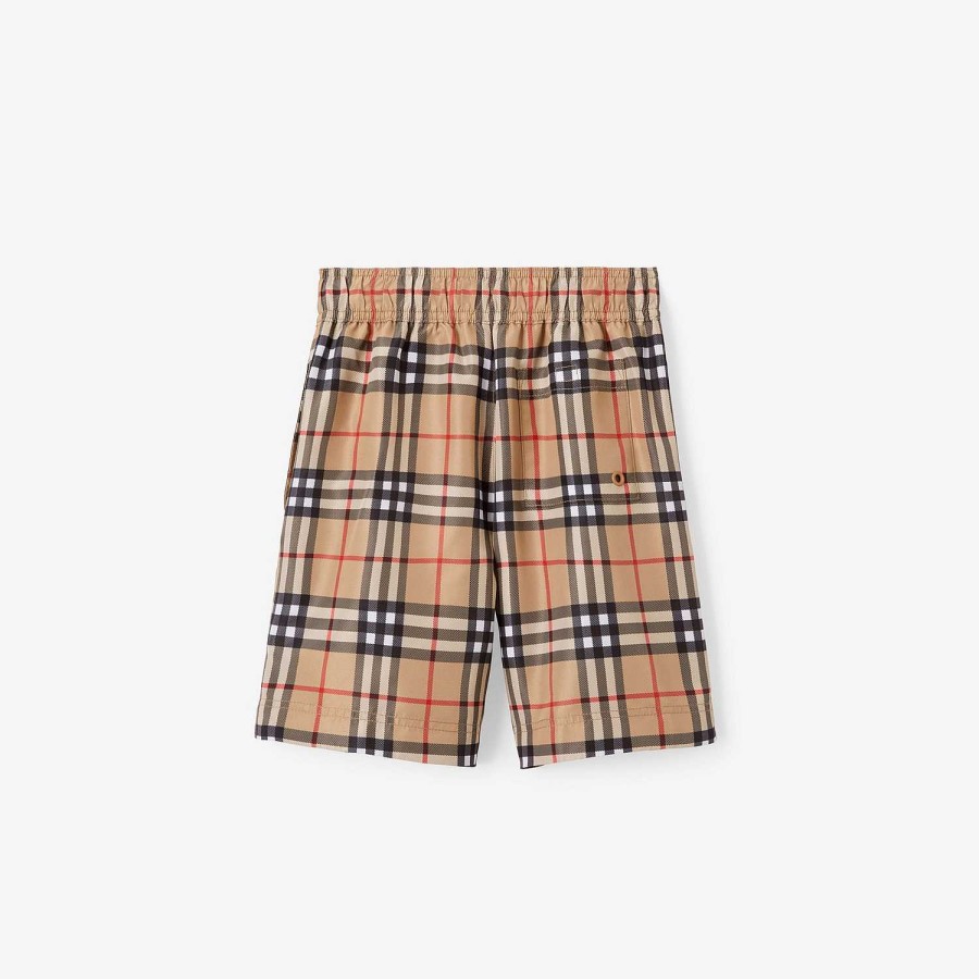 Barn Burberry Badkläder | Vintage rutiga badshorts Arkiv Biege