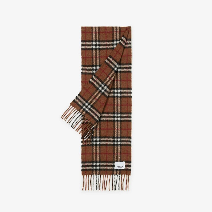 Barn Burberry Badkläder|Scarves | Check Cashmere Scarf Mörk björkbrun