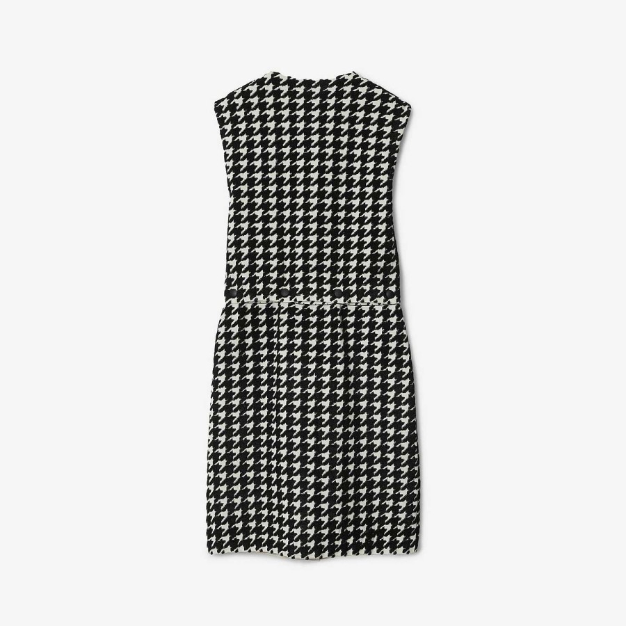 Kvinnor Burberry Klänningar | Houndstooth nylonblandningsklänning Svart