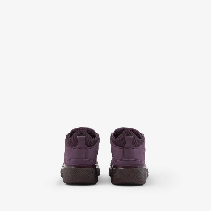 Män Burberry Stövlar | Nubuck Trek-stövlar Aubergine