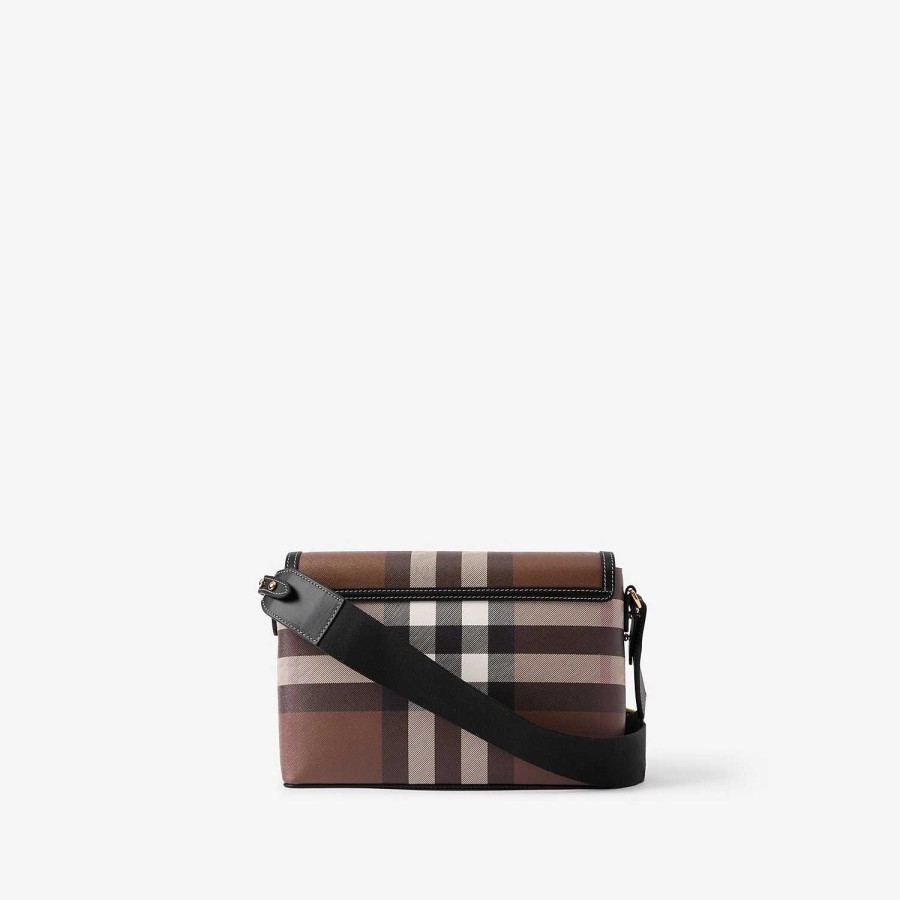 Kvinnor Burberry Check|Crossbody | Anteckningsväska Mörk björkbrun