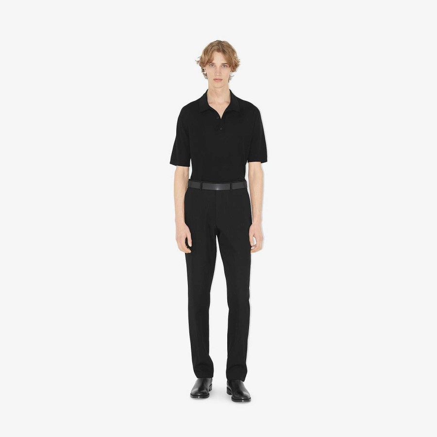 Män Burberry Polos & T-shirts|Stickat | Ekd Wool Silk Blend Polo Shirt Svart