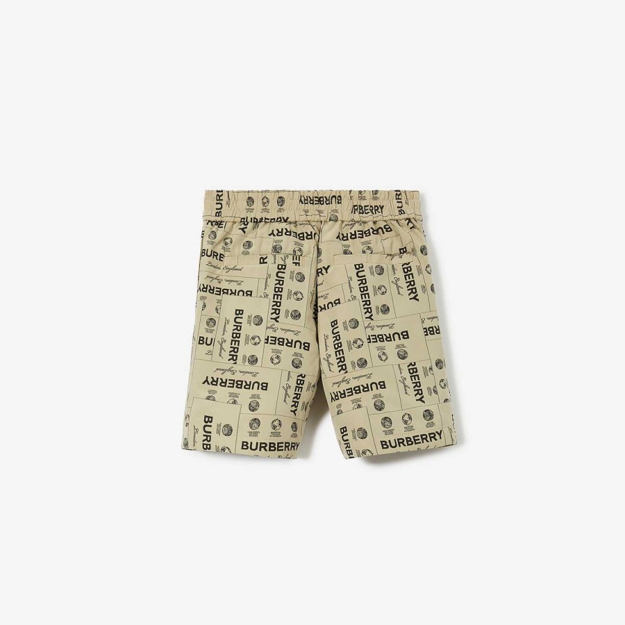 Barn Burberry Badkläder|Byxor och shorts | Label Nylon Blend Shorts Arkiv Beige