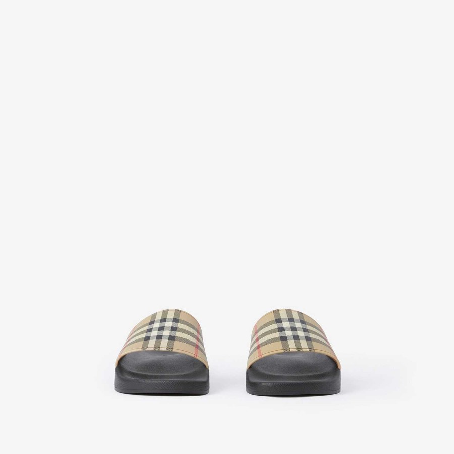 Kvinnor Burberry Sandaler | Kontrollera Slides Arkiv Beige