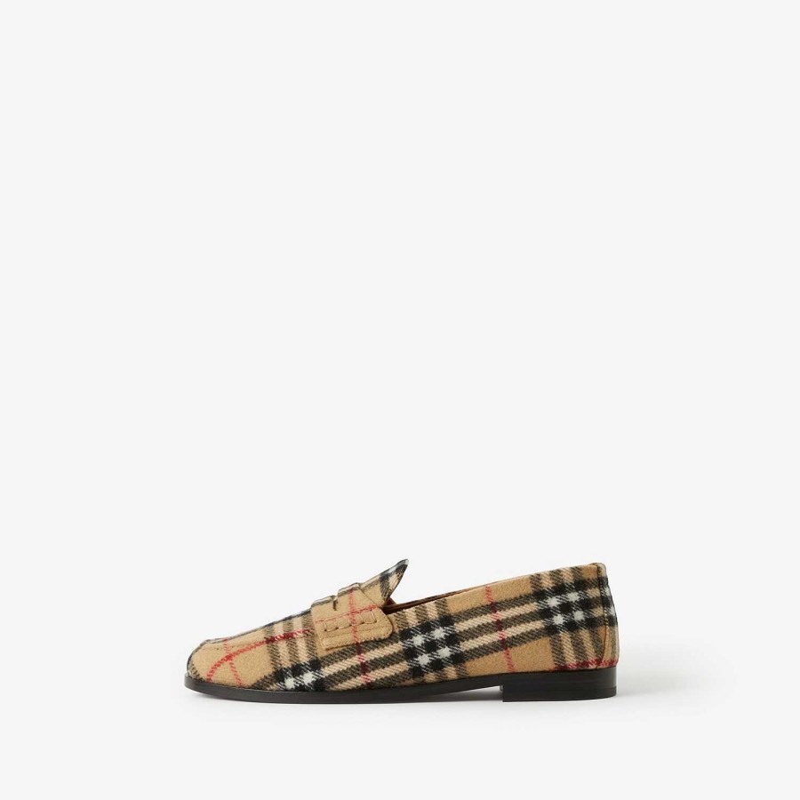 Män Burberry Loafers & Snörbyxor | Kolla ullfilt loafers Arkiv Beige