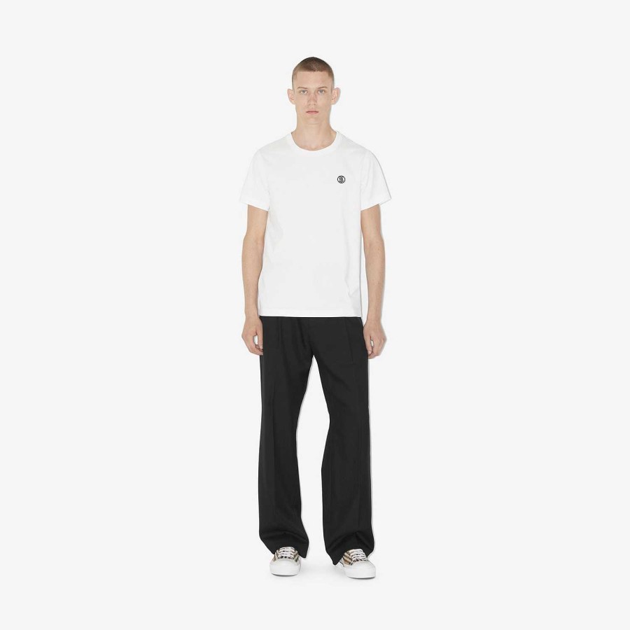 Män Burberry Polos & T-shirts | Monogram Motiv bomull T-shirt Vit