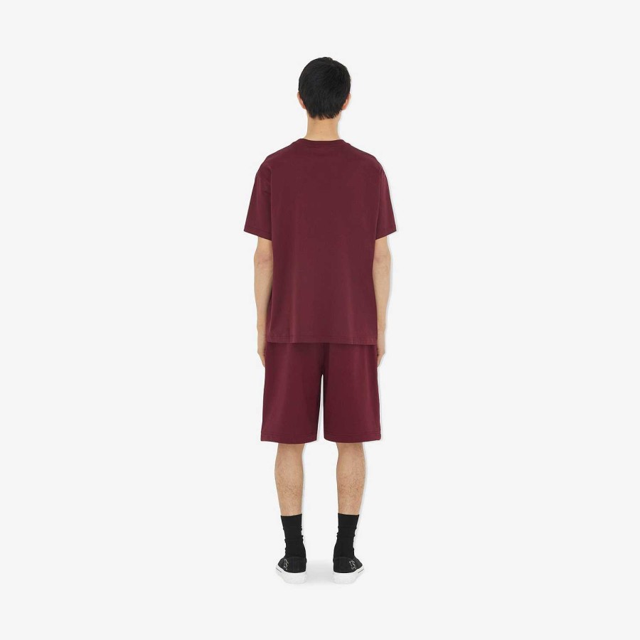 Män Burberry Polos & T-shirts | Ekd T-shirt i bomull Deep Crimson