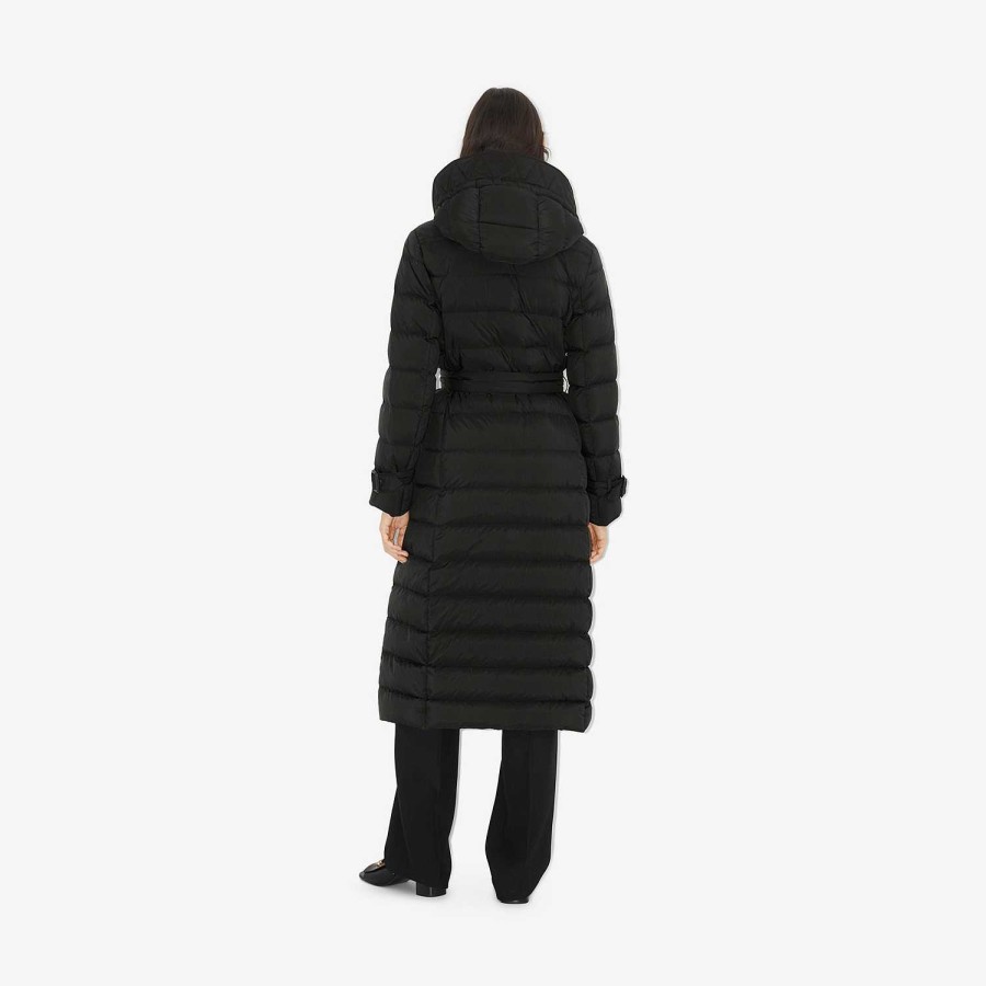 Kvinnor Burberry Pufferjackor|Kaffor och jackor | Nylon Puffer Coat Svart