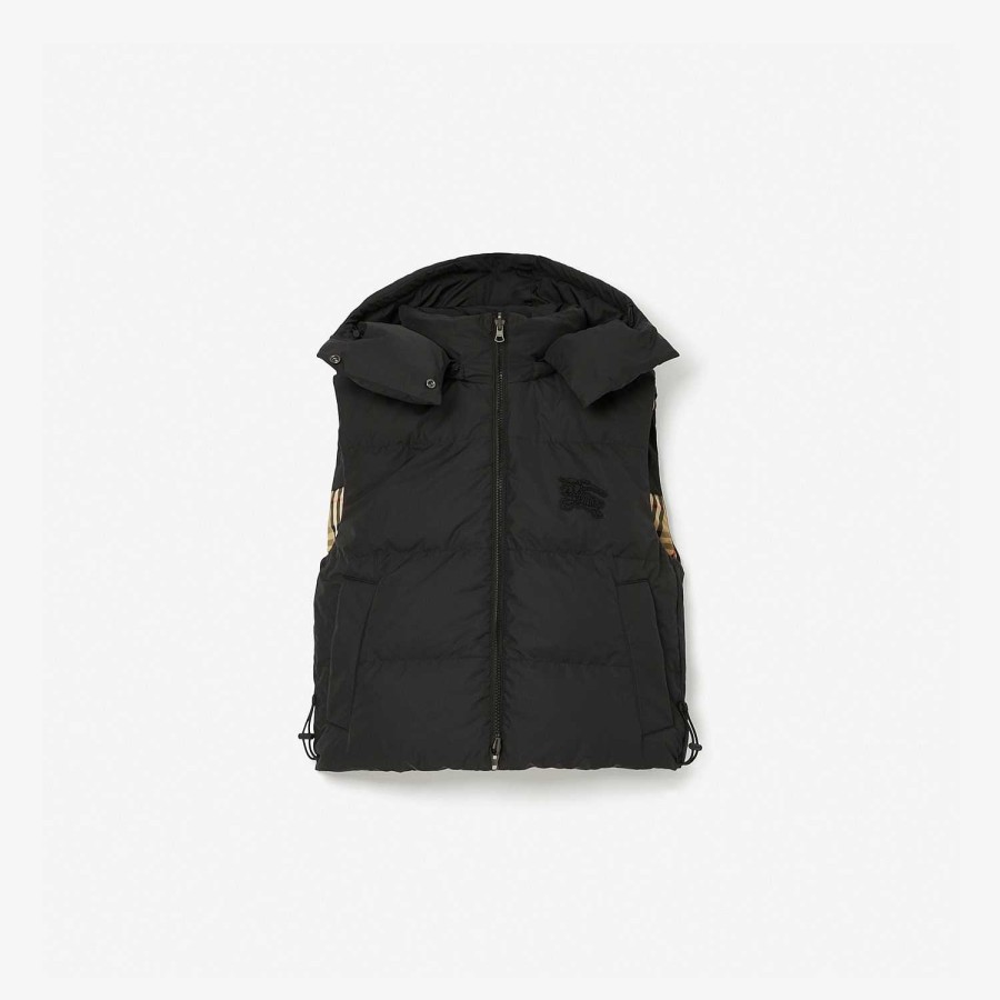 Kvinnor Burberry Pufferjackor|Kaffor och jackor | Vändbar Check Puffer Gilet Arkiv Beige