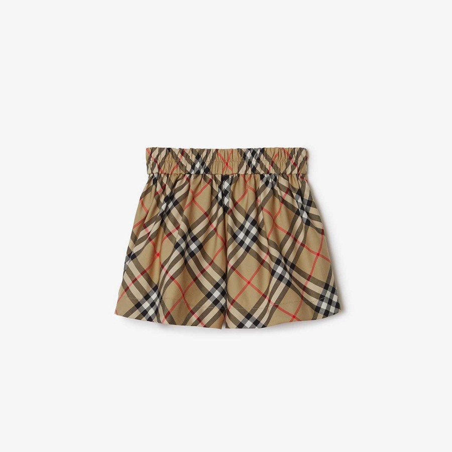 Barn Burberry Babypresenter|Kjolar och byxor | Rutiga shorts i stretchig bomull Arkiv Beige