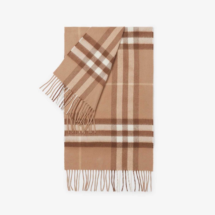 Män|Kvinnor Burberry Personliga presenter | Check Cashmere Scarf Mid Camel