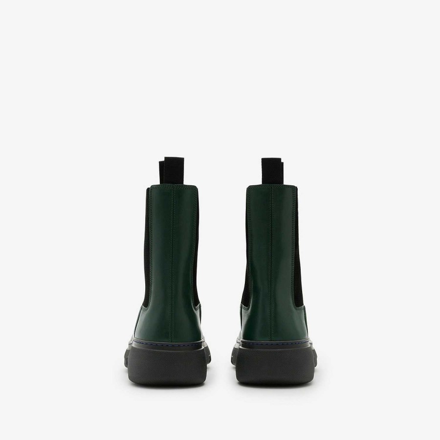 Män Burberry Stövlar | Läder Creeper Chelsea Boots Vin