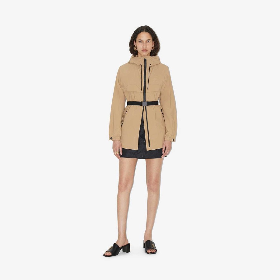 Kvinnor Burberry Kappor & Jackor | Ekd Print Belted Short Parka Arkiv Beige