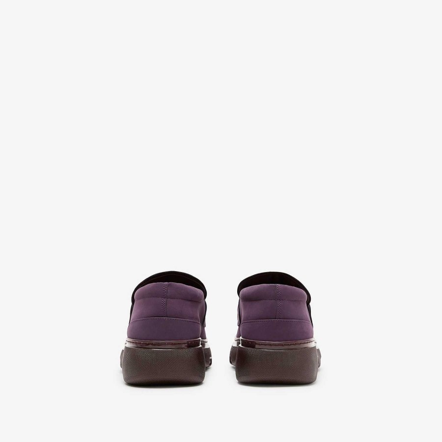 Män Burberry Loafers & Snörbyxor | Nubuck Creeper Clamp Loafers Aubergine