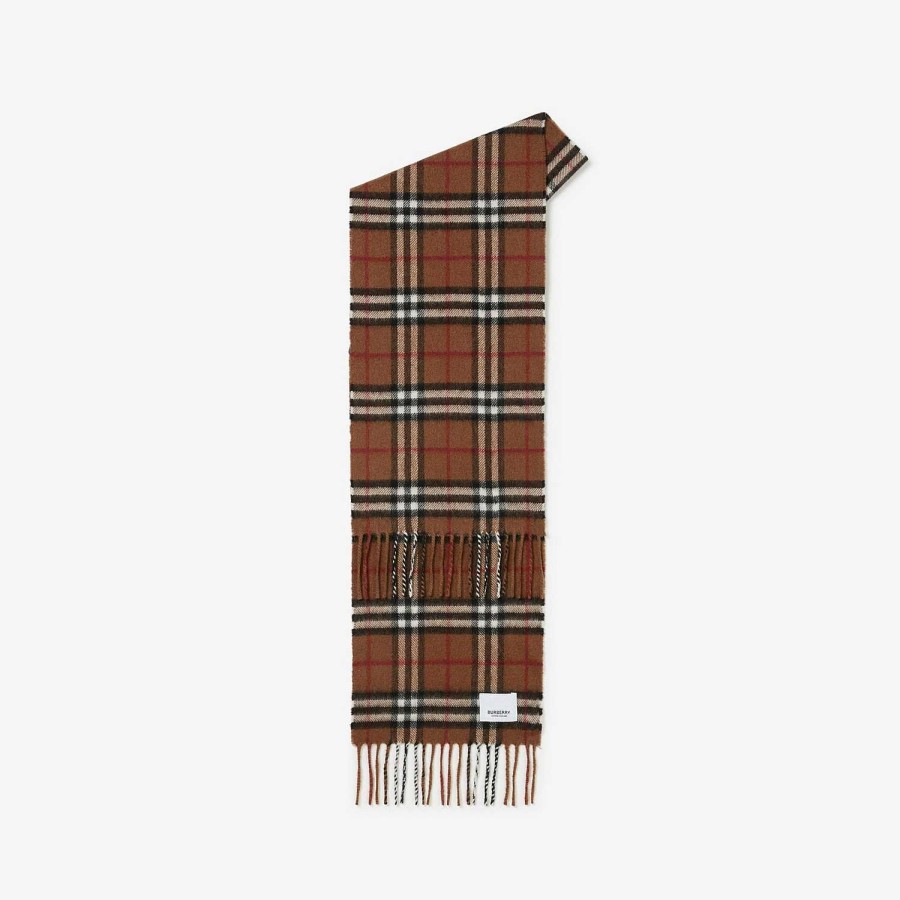 Barn Burberry Badkläder|Scarves | Check Cashmere Scarf Mörk björkbrun