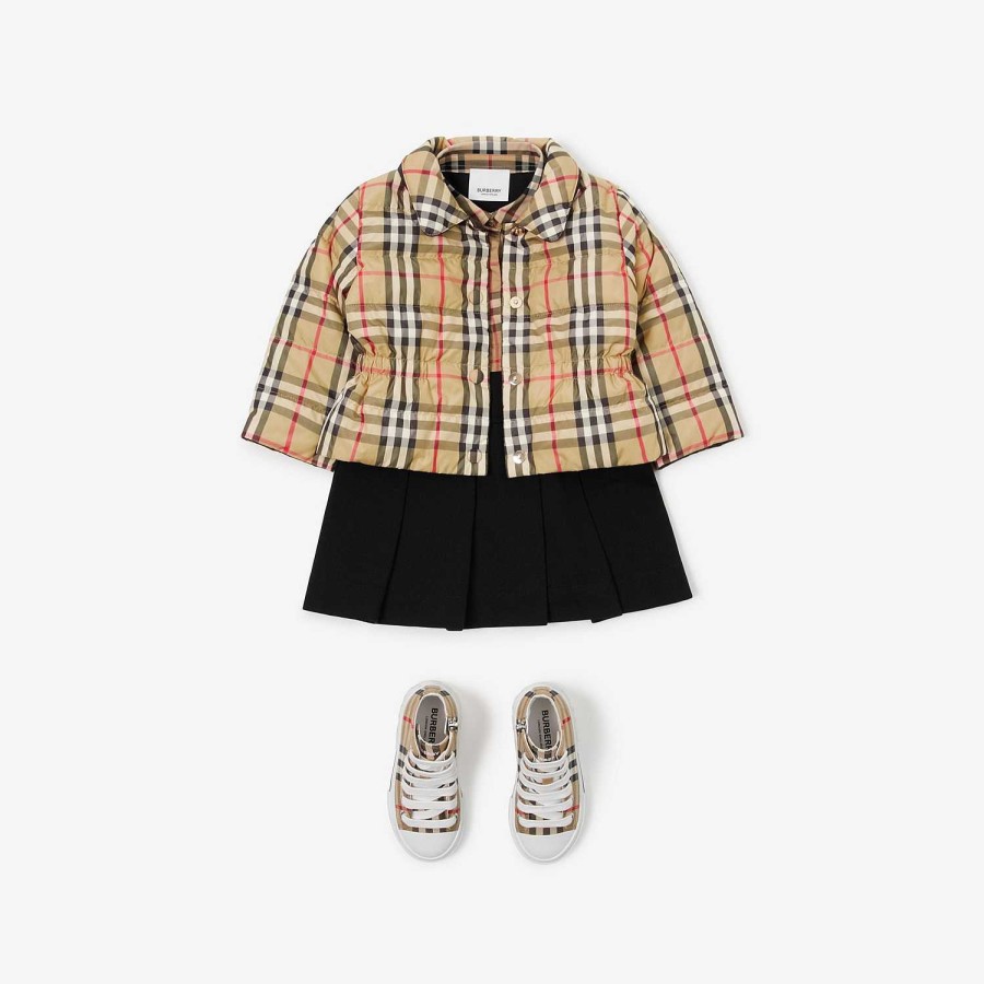 Barn Burberry Babypresenter|Kaffor och jackor | Vändbar rutig pufferjacka Arkiv Beige