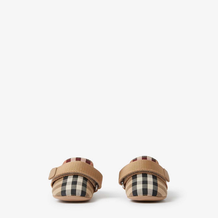 Barn Burberry Skor|Babypresenter | Kolla Cotton Blend Booties Arkiv Beige