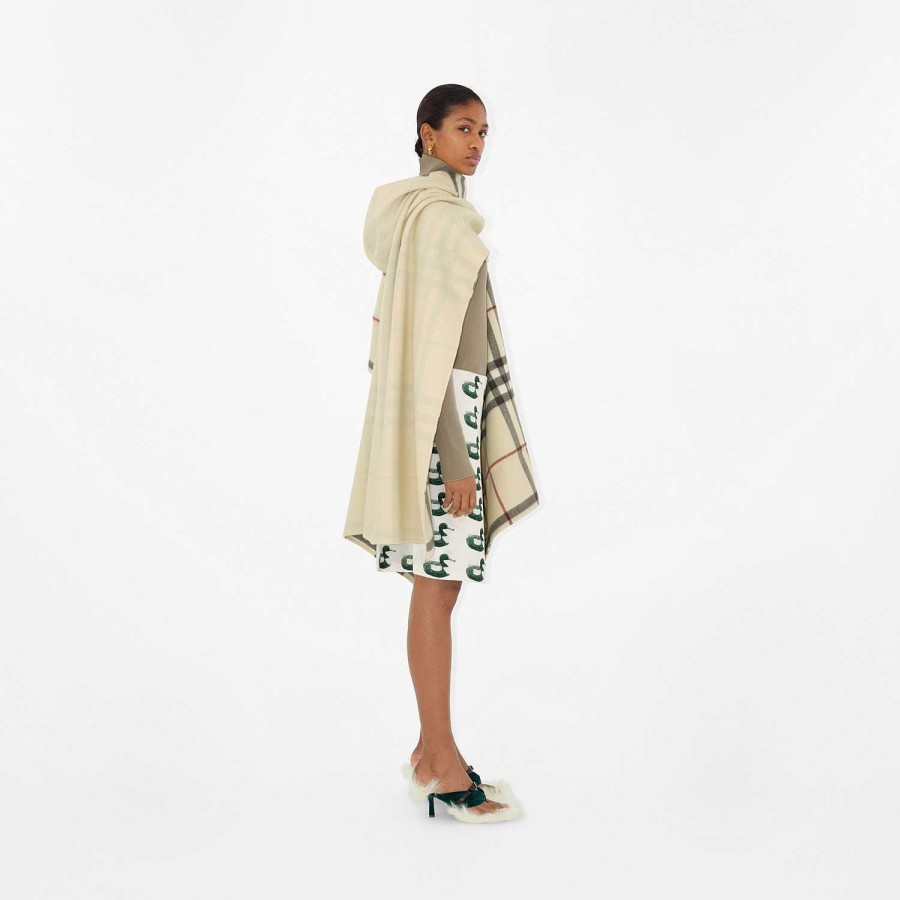 Kvinnor Burberry Capes | Ekd Cashmere Hooded Cape Sten