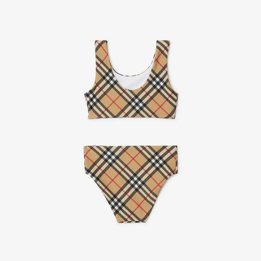 Barn Burberry Badkläder | Kolla Print Bikini Arkiv Beige